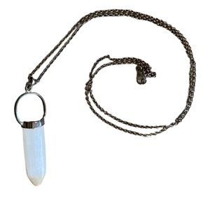 Sterling Silver and Selenite Crystal Necklace